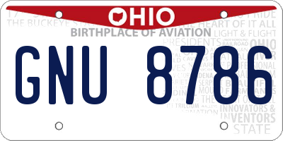 OH license plate GNU8786