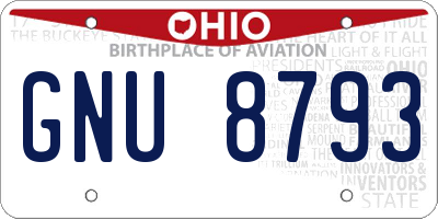 OH license plate GNU8793