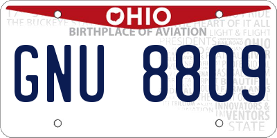 OH license plate GNU8809