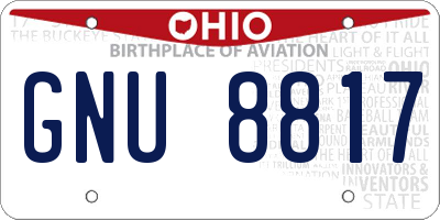 OH license plate GNU8817