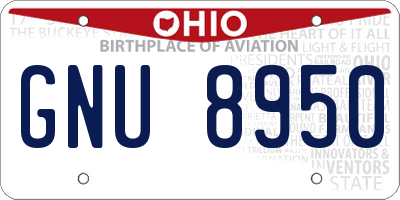 OH license plate GNU8950