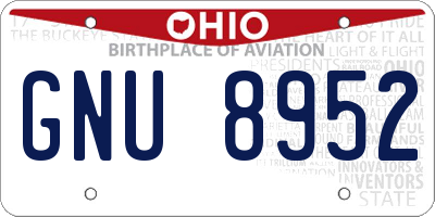 OH license plate GNU8952