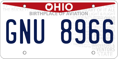 OH license plate GNU8966