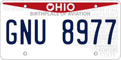 OH license plate GNU8977