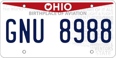OH license plate GNU8988