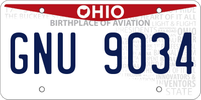 OH license plate GNU9034