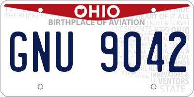 OH license plate GNU9042