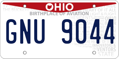 OH license plate GNU9044