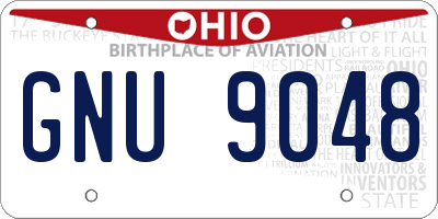 OH license plate GNU9048