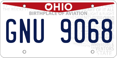 OH license plate GNU9068