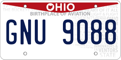 OH license plate GNU9088
