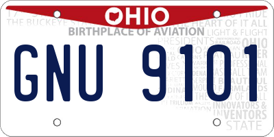 OH license plate GNU9101