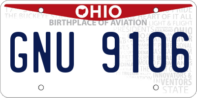 OH license plate GNU9106