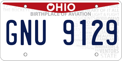 OH license plate GNU9129