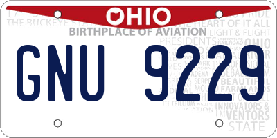 OH license plate GNU9229