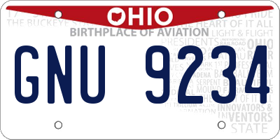 OH license plate GNU9234