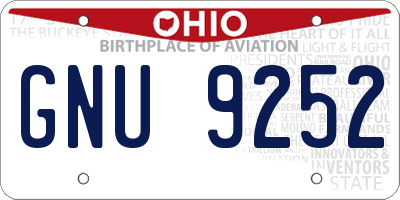 OH license plate GNU9252