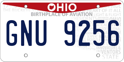 OH license plate GNU9256