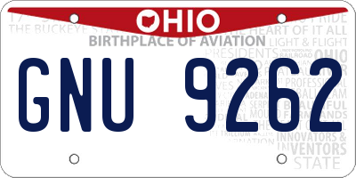 OH license plate GNU9262
