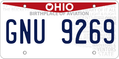 OH license plate GNU9269
