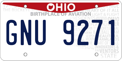 OH license plate GNU9271