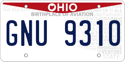 OH license plate GNU9310