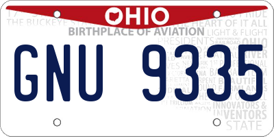 OH license plate GNU9335