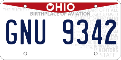 OH license plate GNU9342