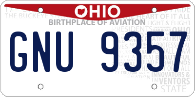 OH license plate GNU9357