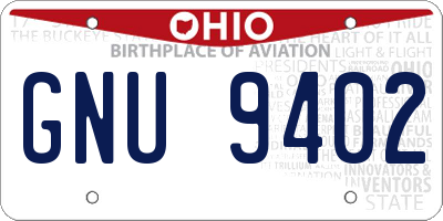 OH license plate GNU9402