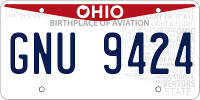 OH license plate GNU9424