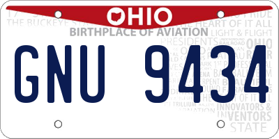 OH license plate GNU9434