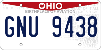 OH license plate GNU9438