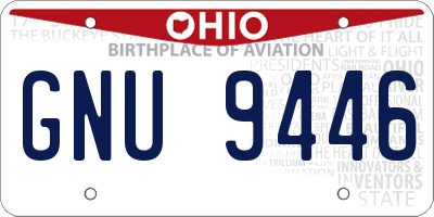 OH license plate GNU9446