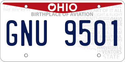 OH license plate GNU9501