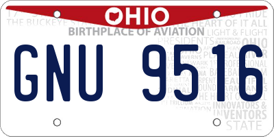 OH license plate GNU9516