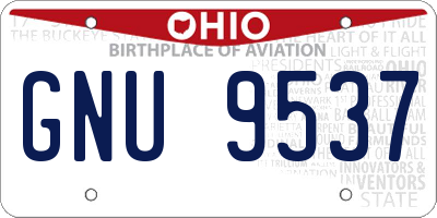 OH license plate GNU9537
