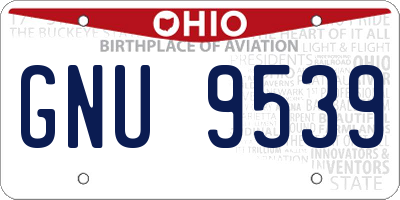 OH license plate GNU9539