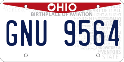 OH license plate GNU9564