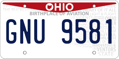 OH license plate GNU9581
