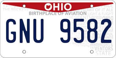 OH license plate GNU9582