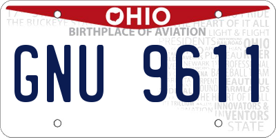 OH license plate GNU9611