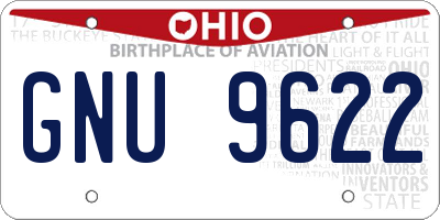 OH license plate GNU9622