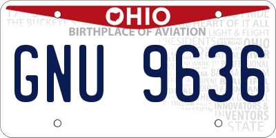 OH license plate GNU9636
