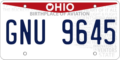 OH license plate GNU9645