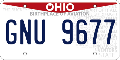 OH license plate GNU9677