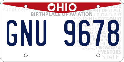OH license plate GNU9678