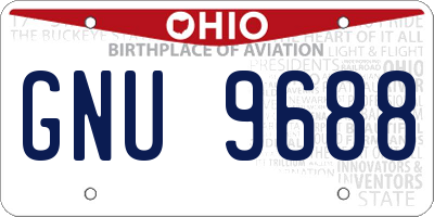 OH license plate GNU9688