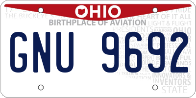 OH license plate GNU9692
