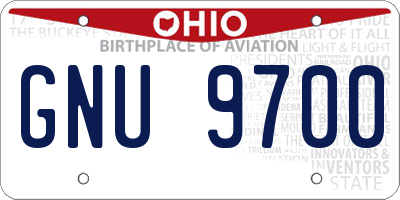 OH license plate GNU9700
